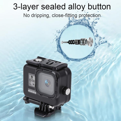 For GoPro HERO8 Black 45m Waterproof Housing Protective Case with Buckle Basic Mount & Screw & (Purple, Red, Pink) Filters & Floating Bobber Grip & Strap & Anti-Fog Inserts, Black HERO8 Case+Filters