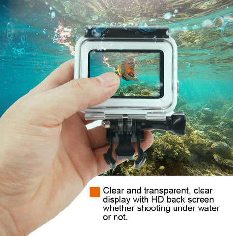 45m Waterproof Housing Protective Case + Touch Screen Back Cover for GoPro NEW HERO /HERO6 /5, with Buckle Basic Mount & Screw, No Need to Remove Lens, Touch Screen (Transparent), Touch Screen (Black)