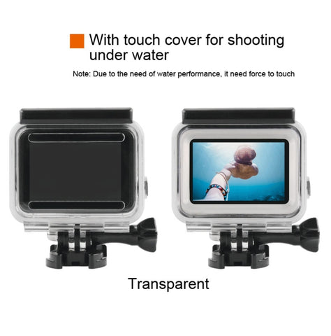 45m Waterproof Housing Protective Case + Touch Screen Back Cover for GoPro NEW HERO /HERO6 /5, with Buckle Basic Mount & Screw, No Need to Remove Lens, Touch Screen (Transparent), Touch Screen (Black)
