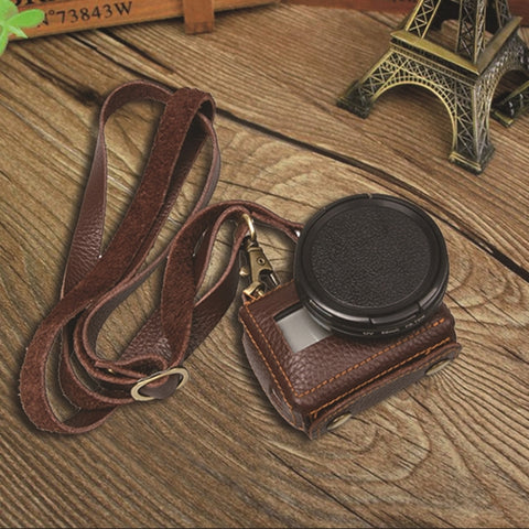 For GoPro HERO4 Litchi Texture Genuine Leather Protective Case with Sling, Litchi Texture (Brown), Litchi Texture (Black)