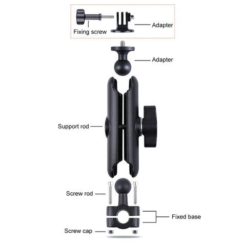 25mm Ballhead Car Front Seat Handlebar Fixed Mount Holder with Tripod Adapter & Screw for GoPro, Insta360, DJI and Other Action Cameras, 25mm 22cm
