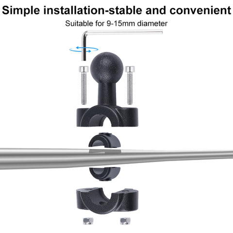 25mm Ballhead Car Front Seat Handlebar Fixed Mount Holder with Tripod Adapter & Screw for GoPro, Insta360, DJI and Other Action Cameras, 25mm 22cm