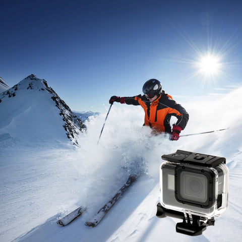 For GoPro HERO6 /5 Skeleton Housing Protective Case + Hollow Back Cover with Buckle Basic Mount & Screw, No Need to Disassemble Lens, Hollow Back Cover