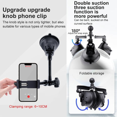 Single Suction Cup Articulating Friction Magic Arm Phone Clamp Mount, Single Suction Cup Magic Arm