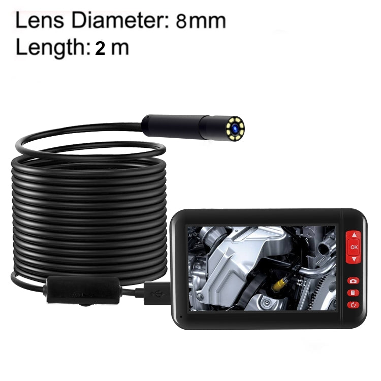 P20 4.3 Inch Screen Display HD1080P Inspection Endoscope with 8 LEDs, Length: 2m, Lens Diameter: 8mm, Mild Line, Length: 2m, Mild Line