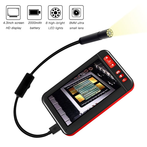P20 4.3 Inch Screen Display HD1080P Inspection Endoscope with 8 LEDs, Length: 2m, Lens Diameter: 8mm, Mild Line, Length: 2m, Mild Line