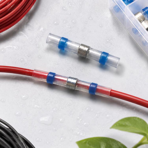 100 PCS AWG16-14 1.5-2.5mm Seal Heat Shrink Butt Wire Connectors Blue Terminals Solder Sleeve, 1.5-2.5mm Blue