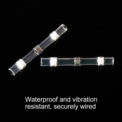 100 PCS AWG26-24 0.25-0.34mm Seal Heat Shrink Butt Wire Connectors White Terminals Solder Sleeve, 0.25-0.34mm White