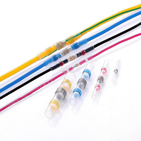 100 PCS AWG26-24 0.25-0.34mm Seal Heat Shrink Butt Wire Connectors White Terminals Solder Sleeve, 0.25-0.34mm White