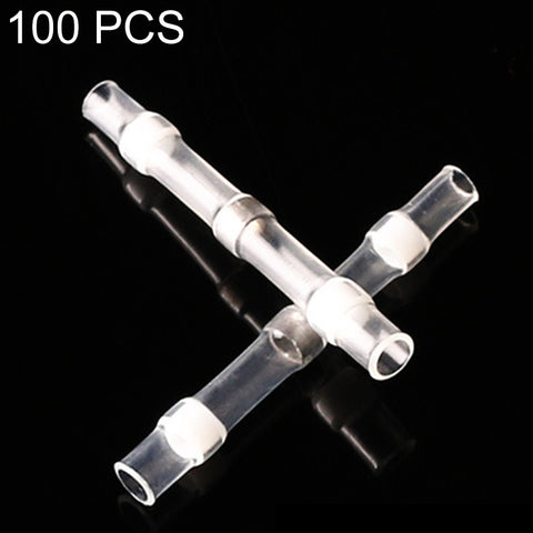 100 PCS AWG26-24 0.25-0.34mm Seal Heat Shrink Butt Wire Connectors White Terminals Solder Sleeve, 0.25-0.34mm White