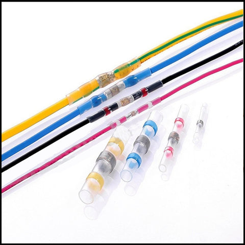 100 PCS AWG22-18 0.5-1.5mm Seal Heat Shrink Butt Wire Connectors Red Terminals Solder Sleeve, 0.5-1.5mm Red