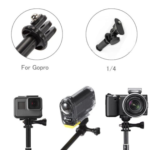 For DJI / Insta360 / GoPro and Other Action Camera Universal Aluminum Alloy Selfie Stick with Adapter, Length: 25-75cm, Length: 25-75cm