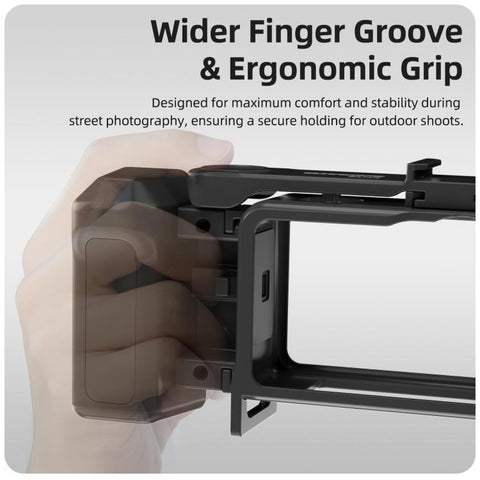 For DJI Action 6 Sunnylife 2-in-1 Detachable Protective Frame & Street Photography Handle Ergonomic Hand Grip Quick Release Shutter Handle, For DJI Action 6