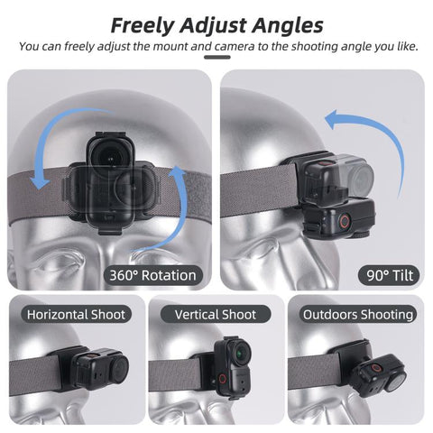 For DJI Osmo Nano Sunnylife 360 Rotation Vertical-Horizontal Head Strap with Adapter Adjustable Head Lanyard Braided Safe Rope