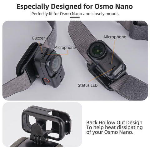 For DJI Osmo Nano Sunnylife 360 Rotation Vertical-Horizontal Head Strap with Adapter Adjustable Head Lanyard Braided Safe Rope