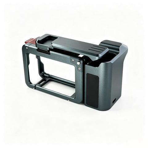 For DJI Osmo Action 6 YELANGU Metal Camera Cage with Handle Grip & Dual-Opening, LWAC6-2