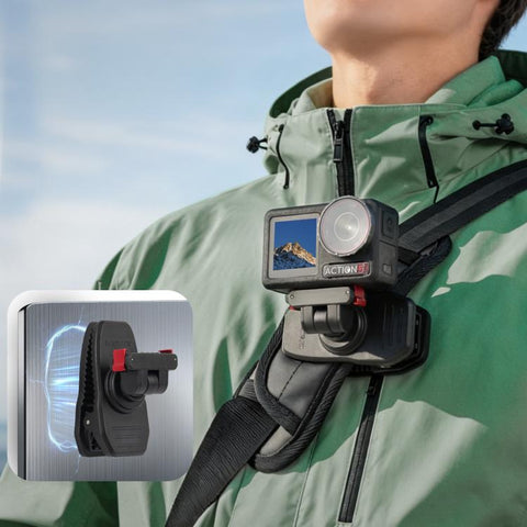Sunnylife Magnetic Quick-Release Backpack Clip Action Camera Clamp Vertical-Horizontal Mount for DJI Osmo 360 / Action 5 Pro / 4 / 3 / 2