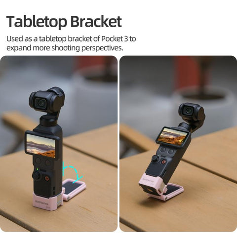 For DJI Osmo Pocket 4 / 3 Sunnylife Quick-Release Magnetic Mount Tabletop Base Plastic Bracket Angles Adjustable Stand, OP4-ZJ153