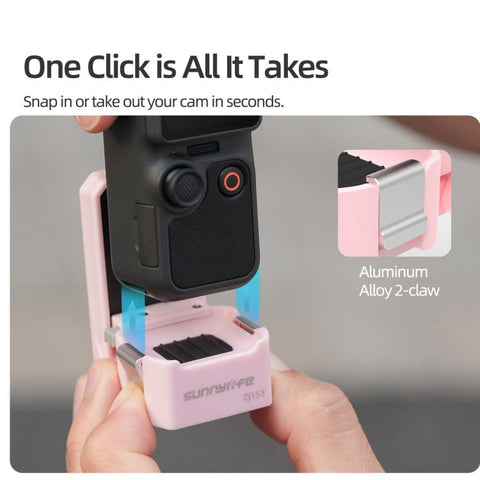 For DJI Osmo Pocket 4 / 3 Sunnylife Quick-Release Magnetic Mount Tabletop Base Plastic Bracket Angles Adjustable Stand, OP4-ZJ153