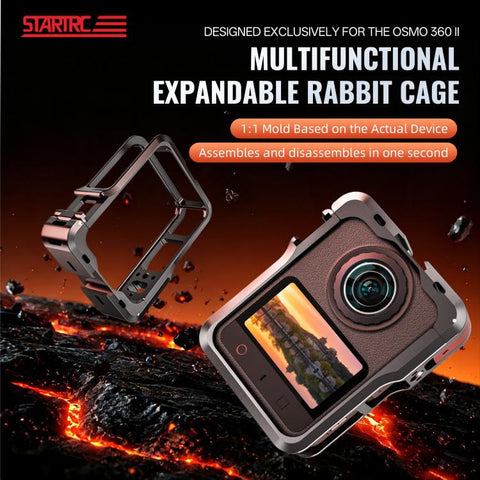 For DJI Osmo 360 / 360 II STARTRC Metal Cage Frame with Cold Shoe, For DJI Osmo 360 / 360 II