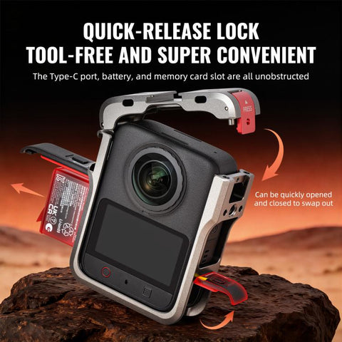 For DJI Osmo 360 / 360 II STARTRC Metal Cage Frame with Cold Shoe, For DJI Osmo 360 / 360 II