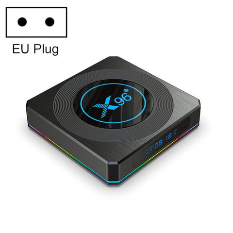 X96 X4 8K Smart TV BOX Android 11.0 Media Player with Remote Control, Amlogic S905X4 Quad Core ARM Cortex A55, RAM: 4GB, ROM: 64GB, Support 100M, Dual Band WiFi, Bluetooth, EU Plug, 4GB+64GB
