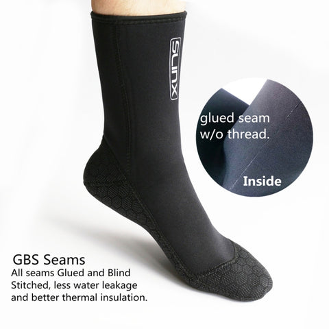 SLINX 1702 3mm Neoprene Non-slip Warm Diving Socks, S, M, L, XL