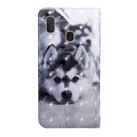 3D Painting Pattern Coloured Drawing Horizontal Flip TPU + PU Leather Case with Holder & Card Slots & Wallet, For Galaxy A20E