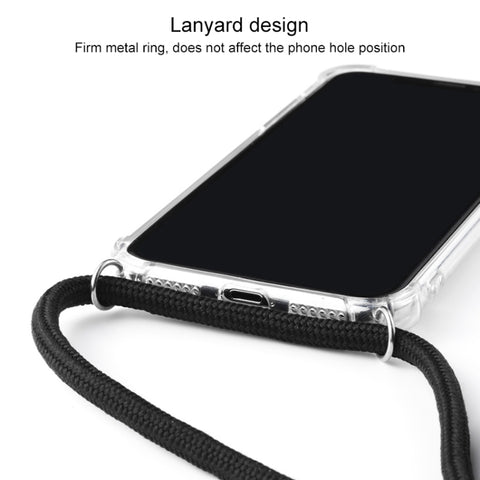 Four-Corner Anti-Fall Trasparent TPU Mobile Phone Case With Lanyard for iPhone, For iPhone 11 Pro, For iPhone 11, For iPhone 11 Pro Max