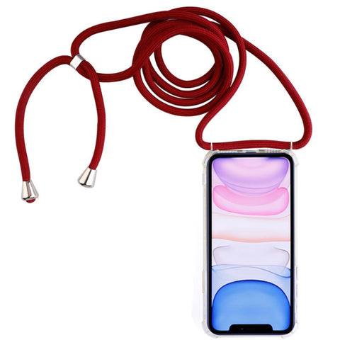 Four-Corner Anti-Fall Trasparent TPU Mobile Phone Case With Lanyard for iPhone, For iPhone 11 Pro, For iPhone 11, For iPhone 11 Pro Max