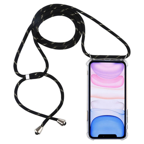 Four-Corner Anti-Fall Trasparent TPU Mobile Phone Case With Lanyard for iPhone, For iPhone 11 Pro, For iPhone 11, For iPhone 11 Pro Max