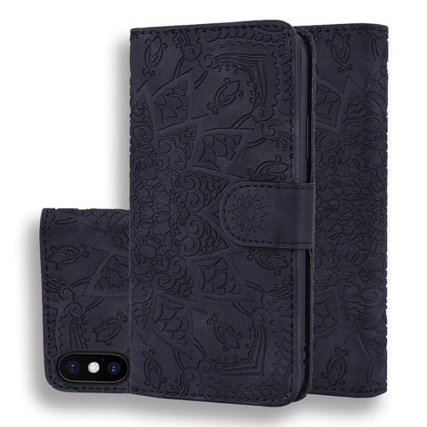 Calf Pattern Double Folding Design Embossed Leather Case with Wallet & Holder & Card Slots, For iPhone SE 2020 & 8 & 7, for iPhone 8 Plus & 7 Plus, for iPhone XS / X, for iPhone XR, for iPhone XS Max, for iPhone 11 (6.1 inch), for iPhone 11 Pro (5.8 in...
