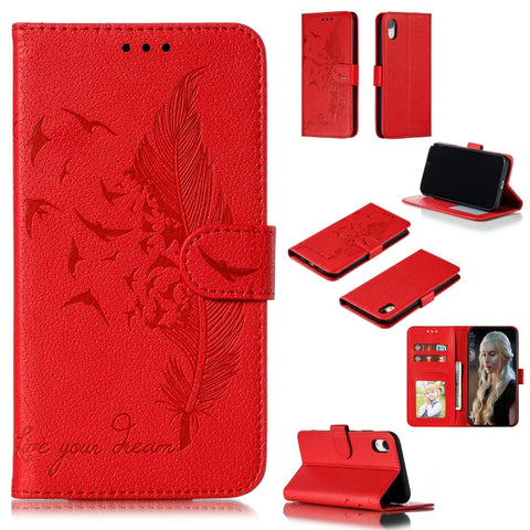 Feather Pattern Litchi Texture Horizontal Flip Leather Case with Wallet & Holder & Card Slots, For iPhone SE 2022 / SE 2020 / 8 / 7, For iPhone 7 Plus / 8 Plus, For iPhone 11 Pro, For iPhone 11, For iPhone 11 Pro Max, For iPhone XS /X, For iPhone XR   ...