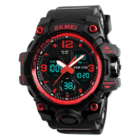 SKMEI 1155B Multifunctional Men Outdoor Sports Noctilucent Waterproof Large Dial Wrist Watch