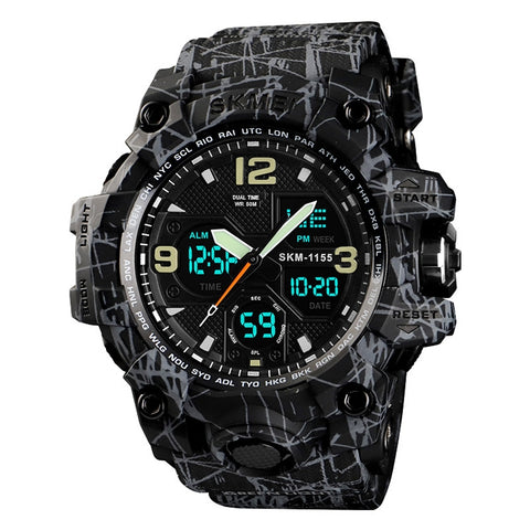 SKMEI 1155B Multifunctional Men Outdoor Sports Noctilucent Waterproof Large Dial Wrist Watch