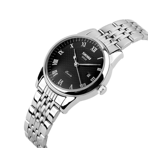 SKMEI 9058 Multifunctional Outdoor Fashion Waterproof Steel Strip Quartz Wrist Watch, Men Style Black, Men Style White, Men Style Blue, Women Style Black, Women Style White, Women Style Blue