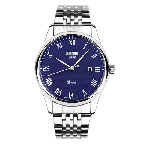 SKMEI 9058 Multifunctional Outdoor Fashion Waterproof Steel Strip Quartz Wrist Watch, Men Style Black, Men Style White, Men Style Blue, Women Style Black, Women Style White, Women Style Blue
