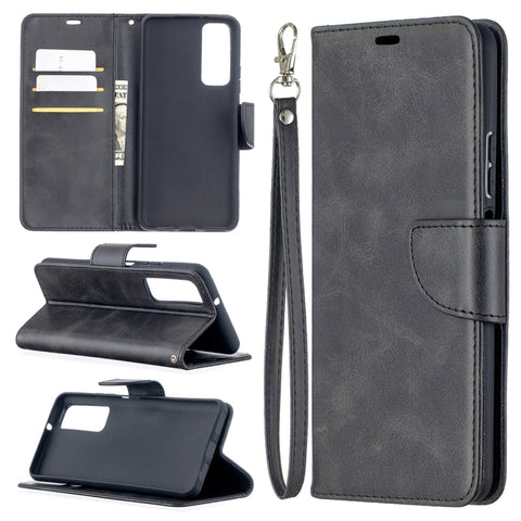 Retro Lambskin Texture Pure Color Horizontal Flip PU Leather Case with Holder & Card Slots & Wallet & Lanyard, For Huawei P smart 2021 / Y7a, For Samsung Galaxy A12