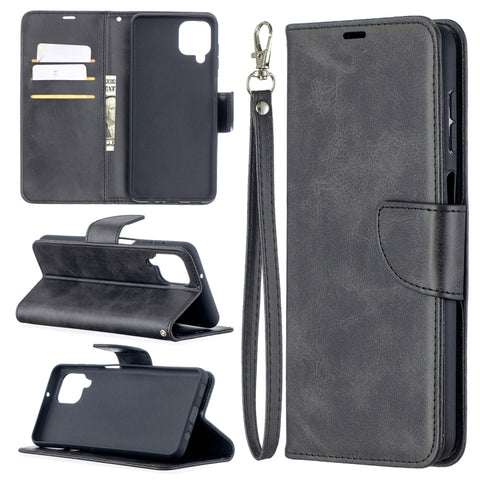 Retro Lambskin Texture Pure Color Horizontal Flip PU Leather Case with Holder & Card Slots & Wallet & Lanyard, For Huawei P smart 2021 / Y7a, For Samsung Galaxy A12