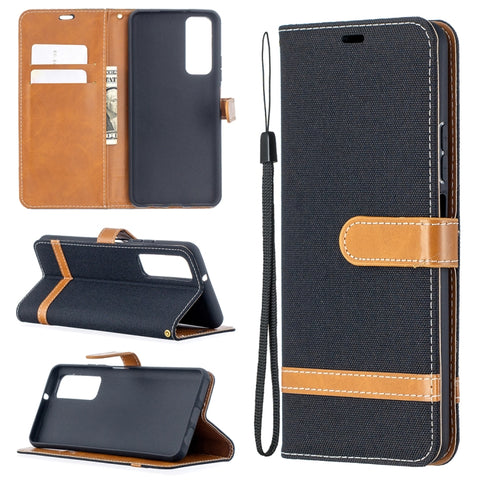 Lite Color Matching Denim Texture Horizontal Flip Leather Case with Holder & Card Slots & Wallet & Lanyard, For Huawei P smart 2021 / Y7a, For Samsung Galaxy A12
