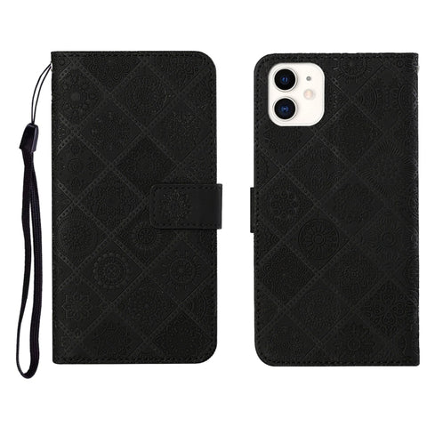 Ethnic Style Embossed Pattern Horizontal Flip Leather Case with Holder & Card Slots & Wallet & Lanyard, For iPhone 12, For iPhone 12 Mini, For iPhone 12 Pro Max, For iPhone SE 2022 / SE 2020 / 8 / 7, For iPhone XR, For iPhone XS Max