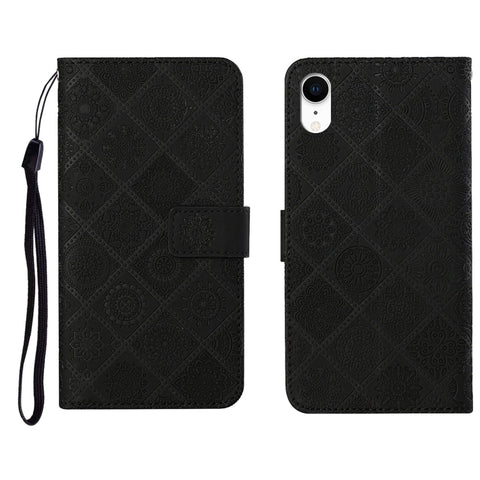 Ethnic Style Embossed Pattern Horizontal Flip Leather Case with Holder & Card Slots & Wallet & Lanyard, For iPhone 12, For iPhone 12 Mini, For iPhone 12 Pro Max, For iPhone SE 2022 / SE 2020 / 8 / 7, For iPhone XR, For iPhone XS Max