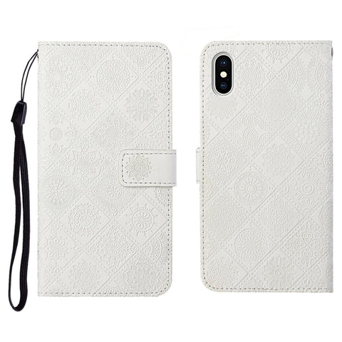 Ethnic Style Embossed Pattern Horizontal Flip Leather Case with Holder & Card Slots & Wallet & Lanyard, For iPhone 12, For iPhone 12 Mini, For iPhone 12 Pro Max, For iPhone SE 2022 / SE 2020 / 8 / 7, For iPhone XR, For iPhone XS Max