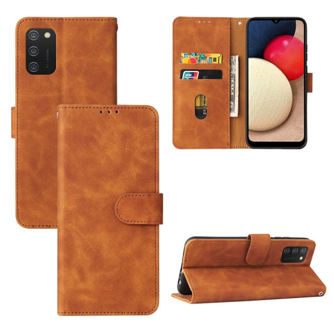 Solid Color Skin Feel Magnetic Buckle Horizontal Flip Calf Texture PU Leather Case with Holder & Card Slots & Wallet, For Samsung Galaxy A02s, For Xiaomi Poco M3