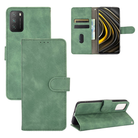 Solid Color Skin Feel Magnetic Buckle Horizontal Flip Calf Texture PU Leather Case with Holder & Card Slots & Wallet, For Samsung Galaxy A02s, For Xiaomi Poco M3