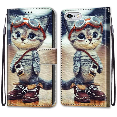 Coloured Drawing Cross Texture Horizontal Flip PU Leather Case with Holder & Card Slots & Wallet & Lanyard, For iPhone 6 / 6s, For iPhone SE 2022 / SE 2020 / 8 / 7