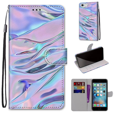 Coloured Drawing Cross Texture Horizontal Flip PU Leather Case with Holder & Card Slots & Wallet & Lanyard, For iPhone 6 / 6s, For iPhone SE 2022 / SE 2020 / 8 / 7