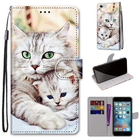 Coloured Drawing Cross Texture Horizontal Flip PU Leather Case with Holder & Card Slots & Wallet & Lanyard, For iPhone 6 / 6s, For iPhone SE 2022 / SE 2020 / 8 / 7