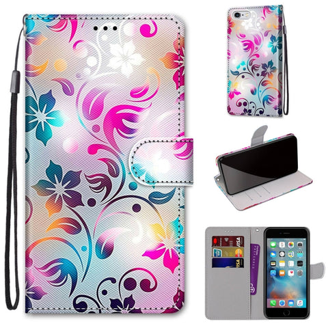 Coloured Drawing Cross Texture Horizontal Flip PU Leather Case with Holder & Card Slots & Wallet & Lanyard, For iPhone 6 / 6s, For iPhone SE 2022 / SE 2020 / 8 / 7