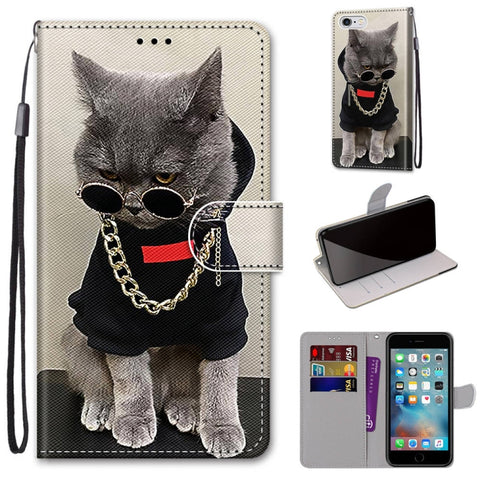 Coloured Drawing Cross Texture Horizontal Flip PU Leather Case with Holder & Card Slots & Wallet & Lanyard, For iPhone 6 / 6s, For iPhone SE 2022 / SE 2020 / 8 / 7